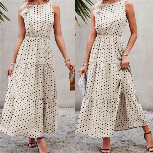 Blue polka dot ruffle hem A line dress - Picture 10 of 11